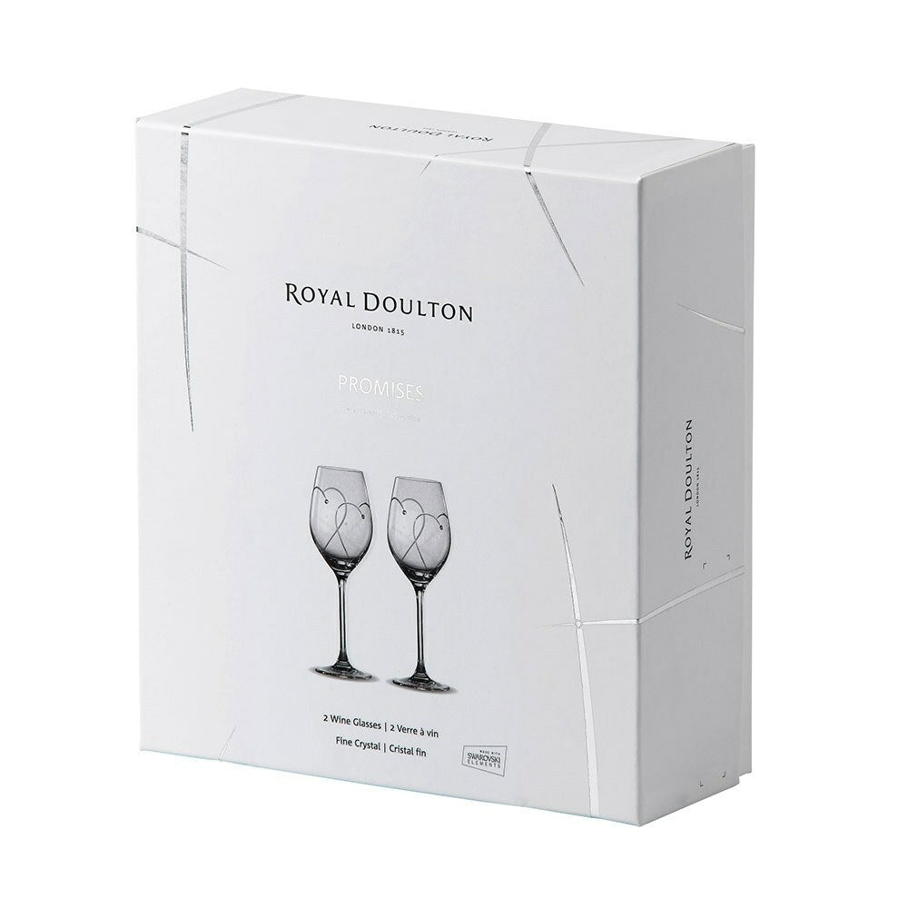 Royal Doulton Promises - Two Hearts Entwined Wine Glasses - Set of 2