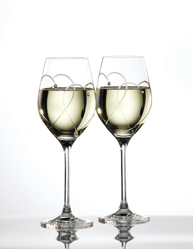 Royal Doulton Promises - Two Hearts Entwined Wine Glasses - Set of 2