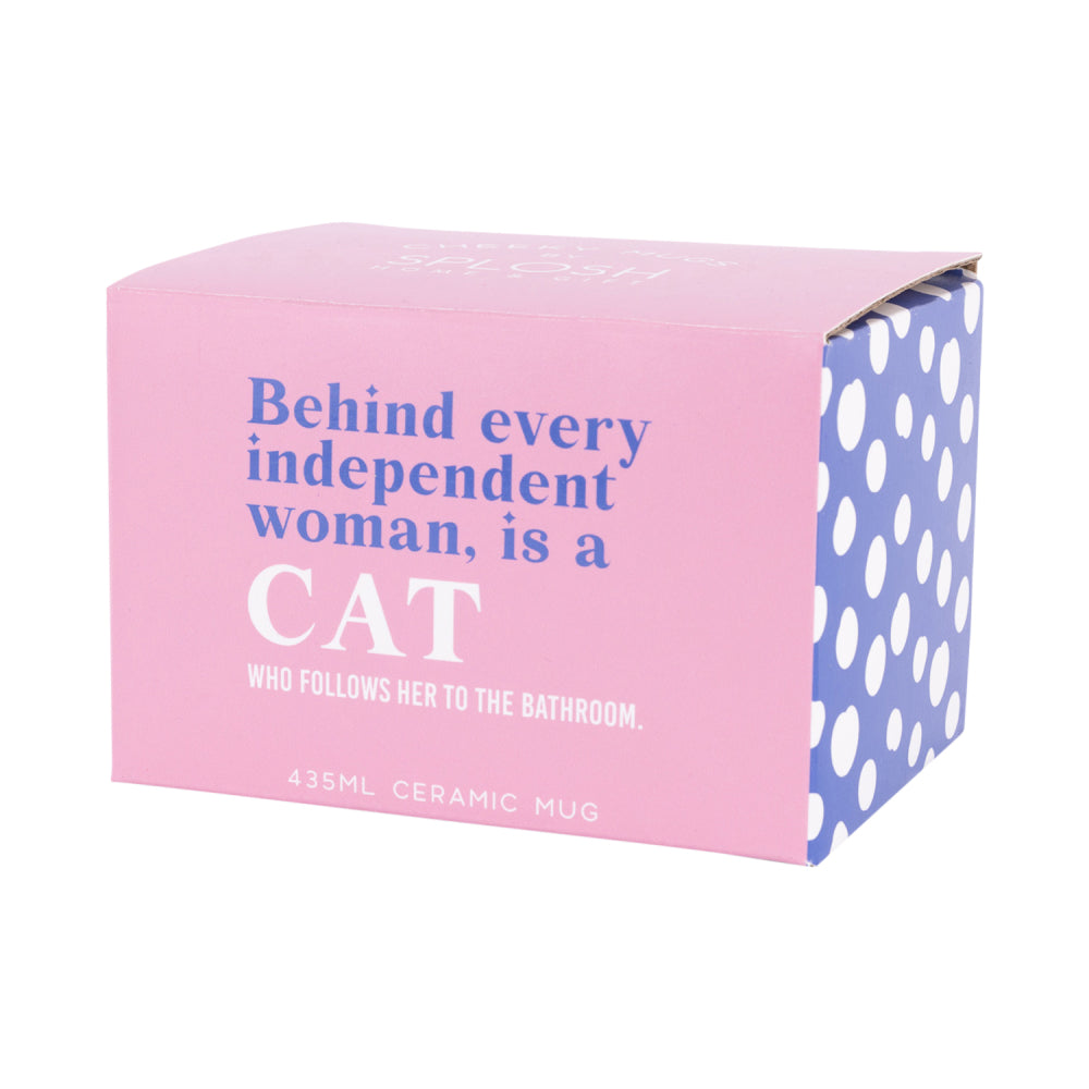Splosh Cheeky Mug - Behind Every Independent Woman Is A Cat Who Follows Her To The Bathroom