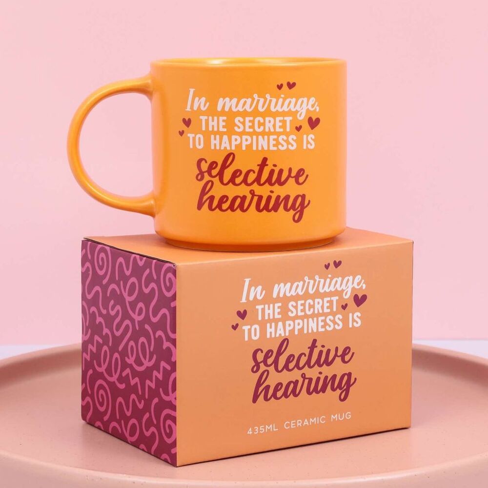 Splosh Cheeky Mug - In Marriage The Secret To Happiness Is Selective Hearing