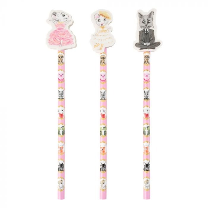Claris The Mouse - Pencil Set with Eraser Toppers