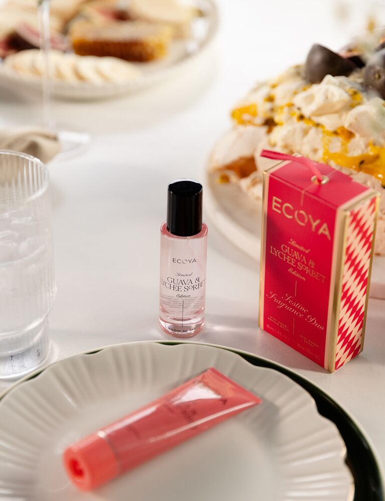 Ecoya Holiday Collection Festive Fragrance Duo - Guava and Lychee Sorbet
