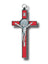 Hanging Crucifix St Benedict - 20cm x 10cm - Metal & Red Enamel