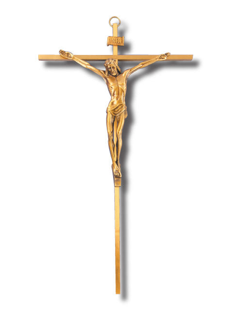 Wall Crucifix - 49cm x 28cm - Metal & Brass Finish