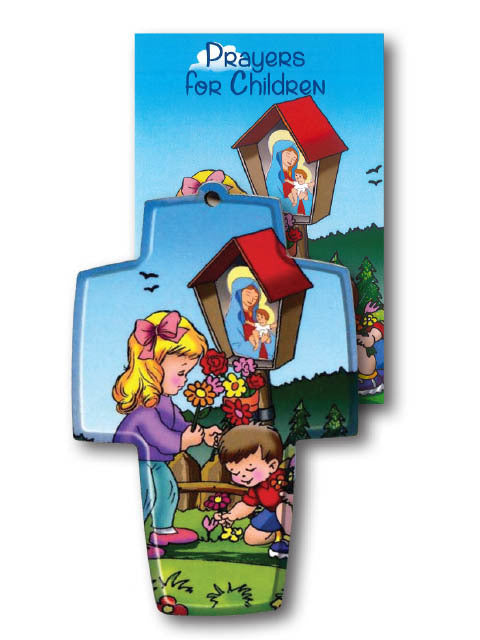 Wooden Cross And Book Set - Prayer For Children