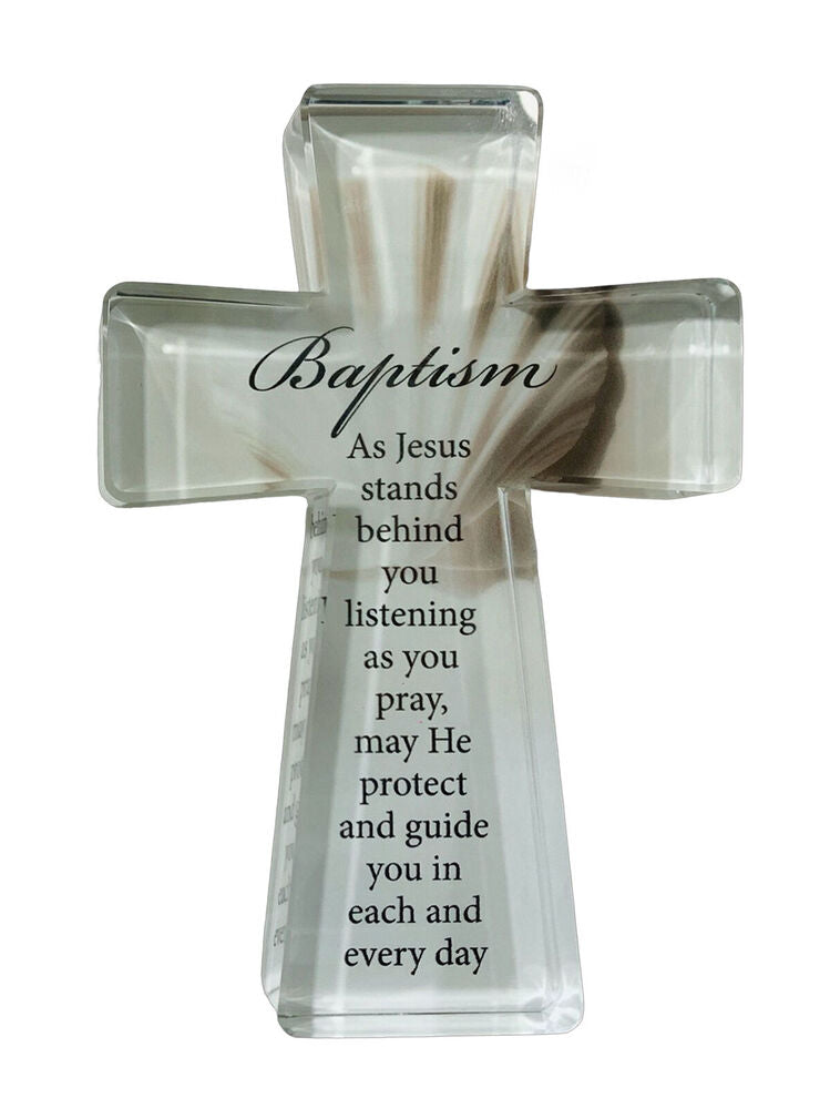 Glass Cut Standing Cross - Baptism