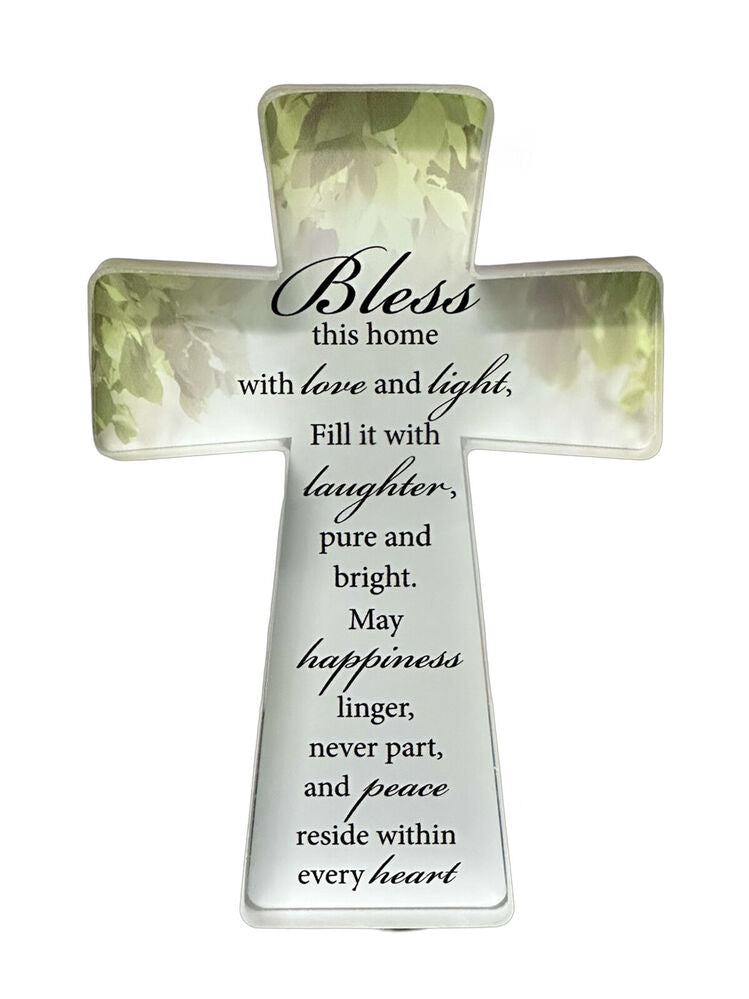 Glass Cut Standing Cross - Bless This House