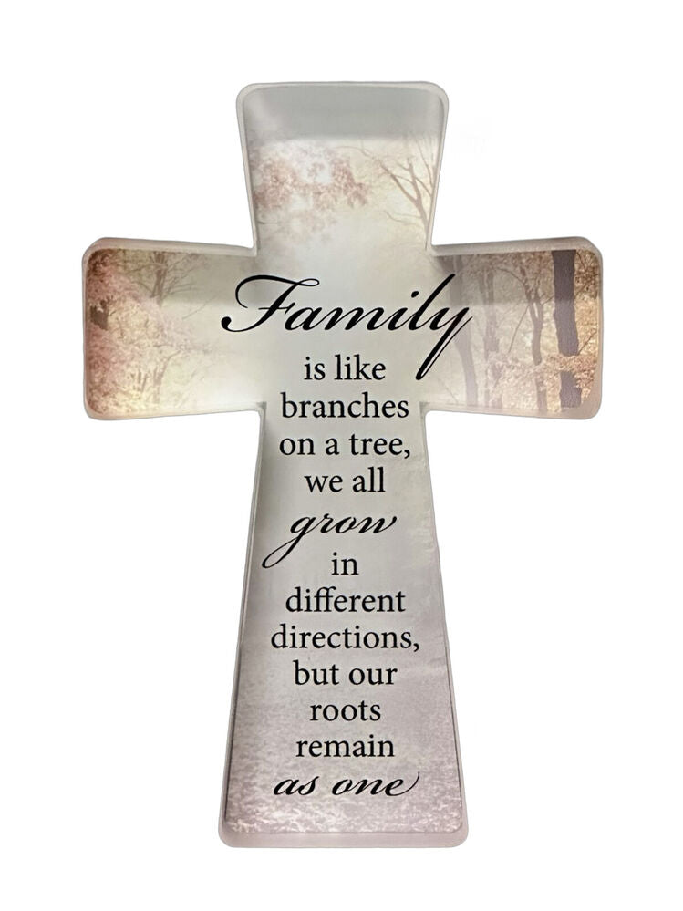 Glass Cut Standing Cross - Family