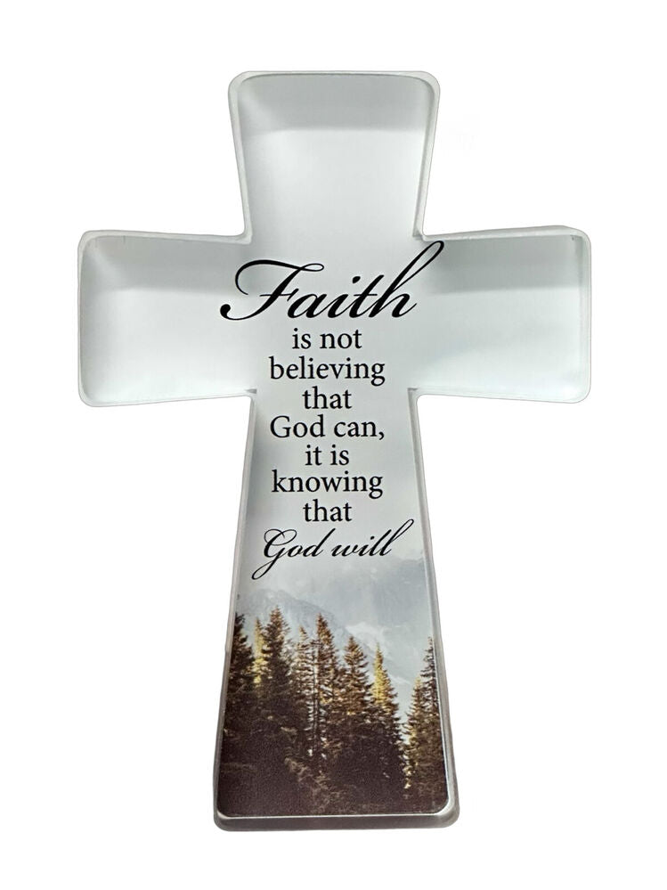 Glass Cut Standing Cross - Faith