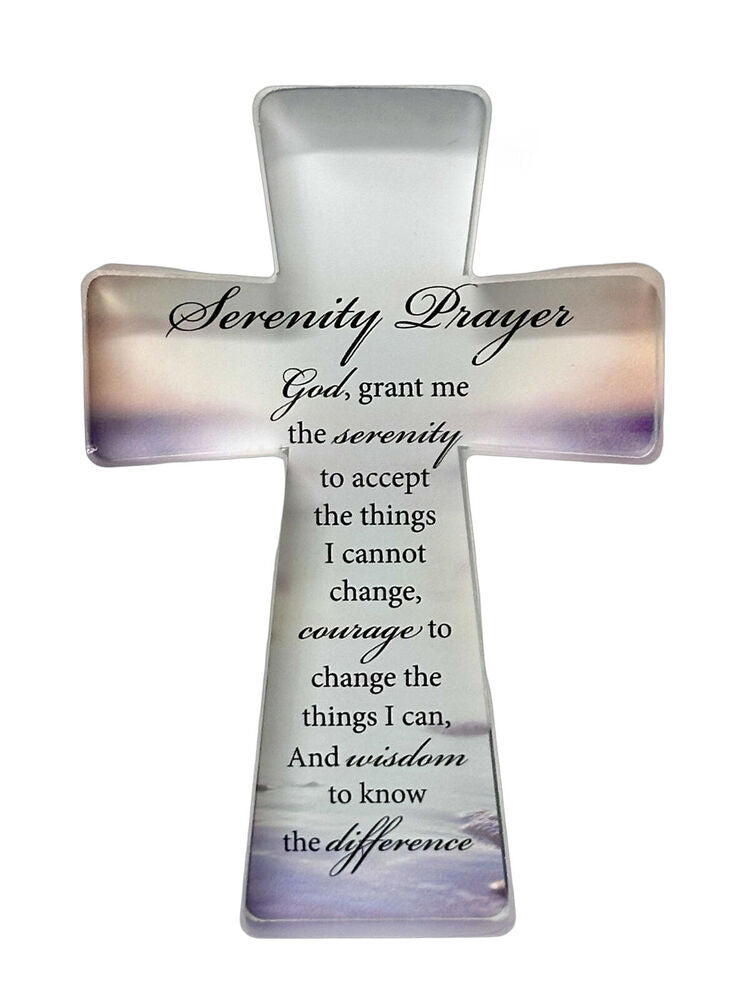 Glass Cut Standing Cross - Serenity Prayer