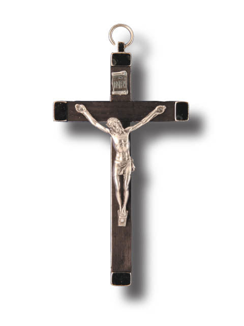 Wall Crucifix - 11cm Black Wood & Metal