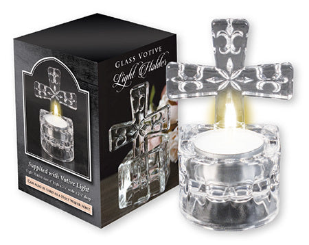 Glass Cross Tea Light Holder and Water Font