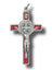 Red St Benedict Wall Crucifix - 8cm Metal & Enamel