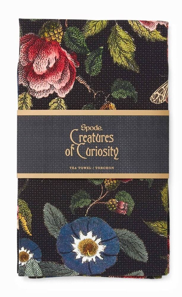 Spode Creatures Of Curiosity - Tea Towel - Black Floral