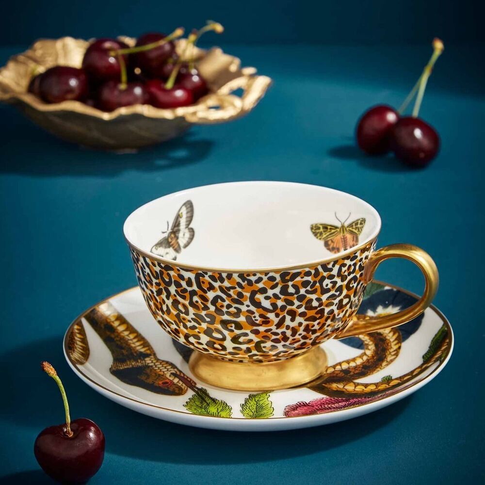Spode Creatures Of Curiosity - Teacup & Saucer - Leopard Print