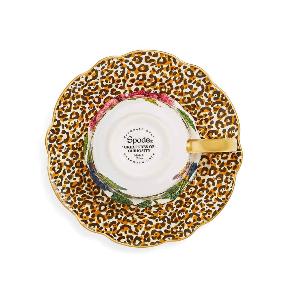 Spode Creatures Of Curiosity - Fluted Teacup & Saucer - Leopard Print