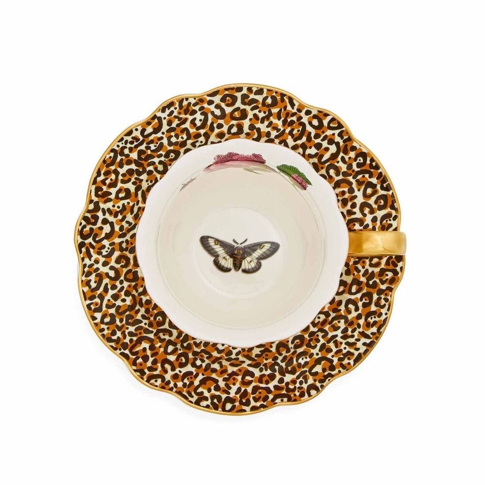 Spode Creatures Of Curiosity - Fluted Teacup & Saucer - Leopard Print