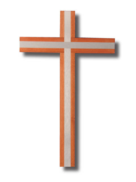 Wall Cross - 40cm x 24cm Wood with inlaid Silver