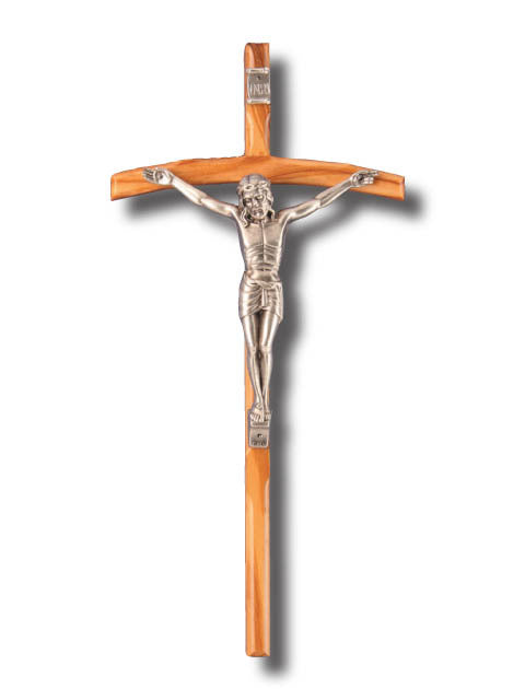 Wall Crucifix - Curved 30cm Metal & Wood