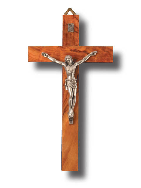 Wall Crucifix - 20cm Olive Wood/Metal