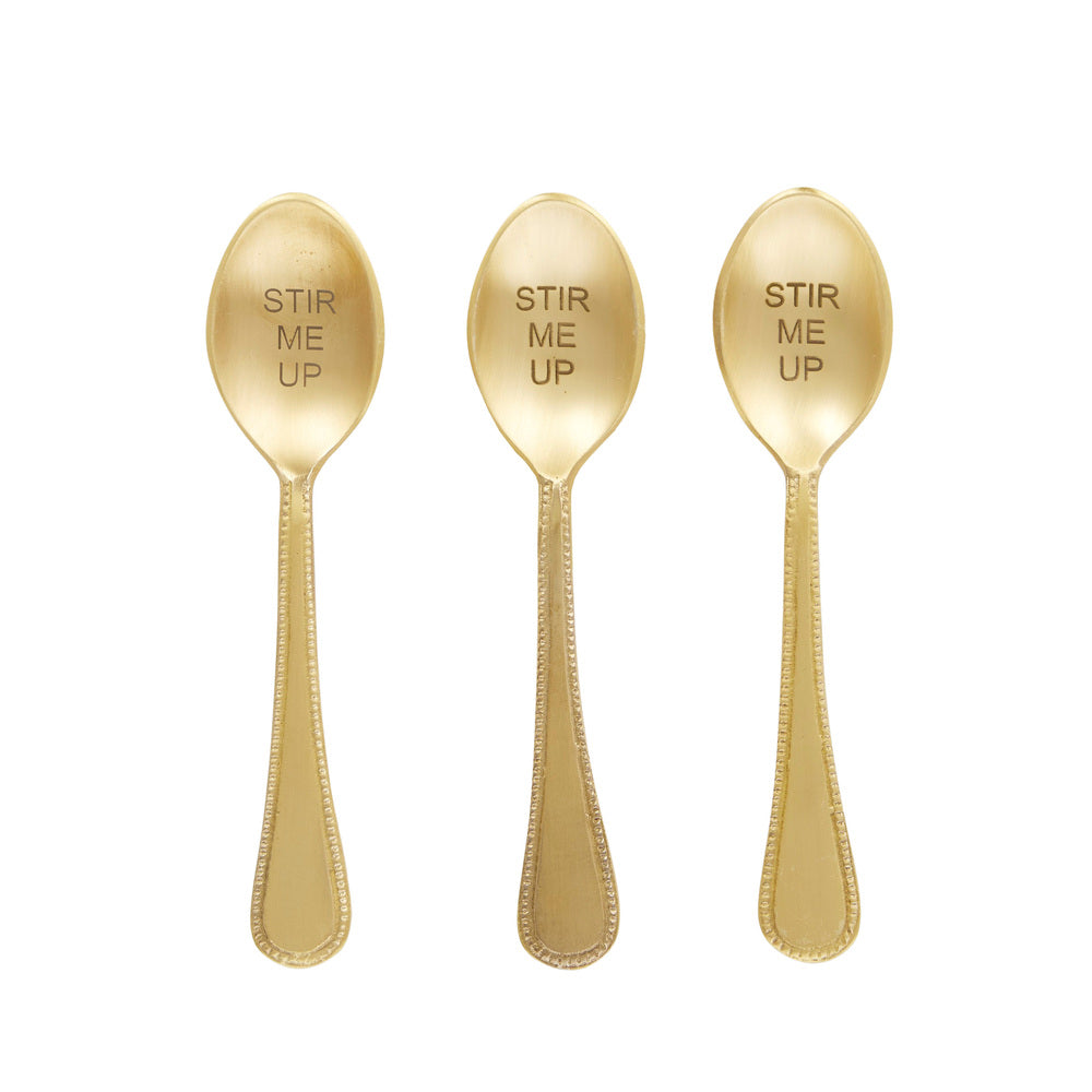 Assemble Kitchen - Bijou Set Of 3 Brass Embossed Teaspoons