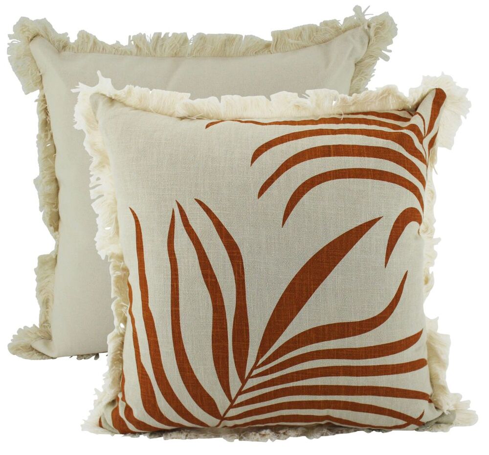 NF Living Fringed Cushion - Orange Calliope 45x45cm