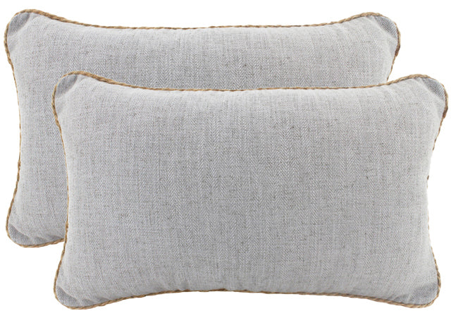 NF Living Linen Rope Trimmed Cushion - Light Grey 30x50cm