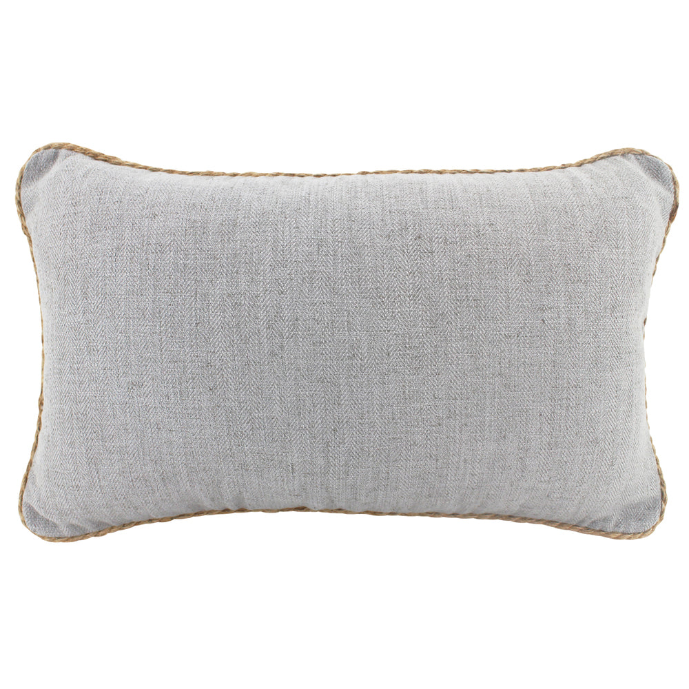 NF Living Linen Rope Trimmed Cushion - Light Grey 30x50cm