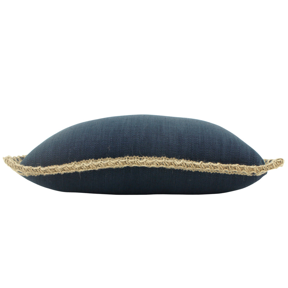 NF Living Linen Jute Cushion - Navy 50x50cm