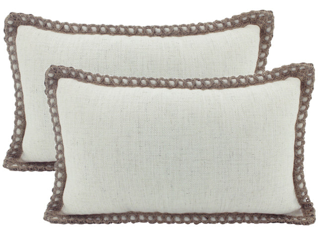 NF Living Linen Jute Lumbar Cushion - Beige 30x50cm