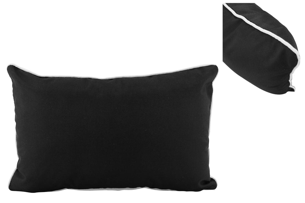 NF Living Outdoor Lumbar Cushion - Black Basic with Piping 30x50cm