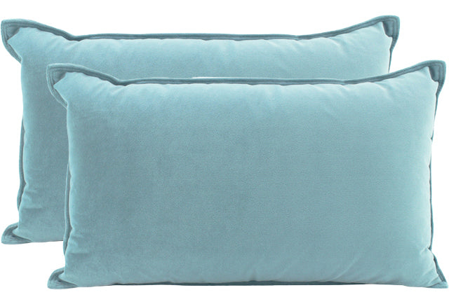 NF Living Velvet Lumbar Cushion - Steel Blue 30x50cm