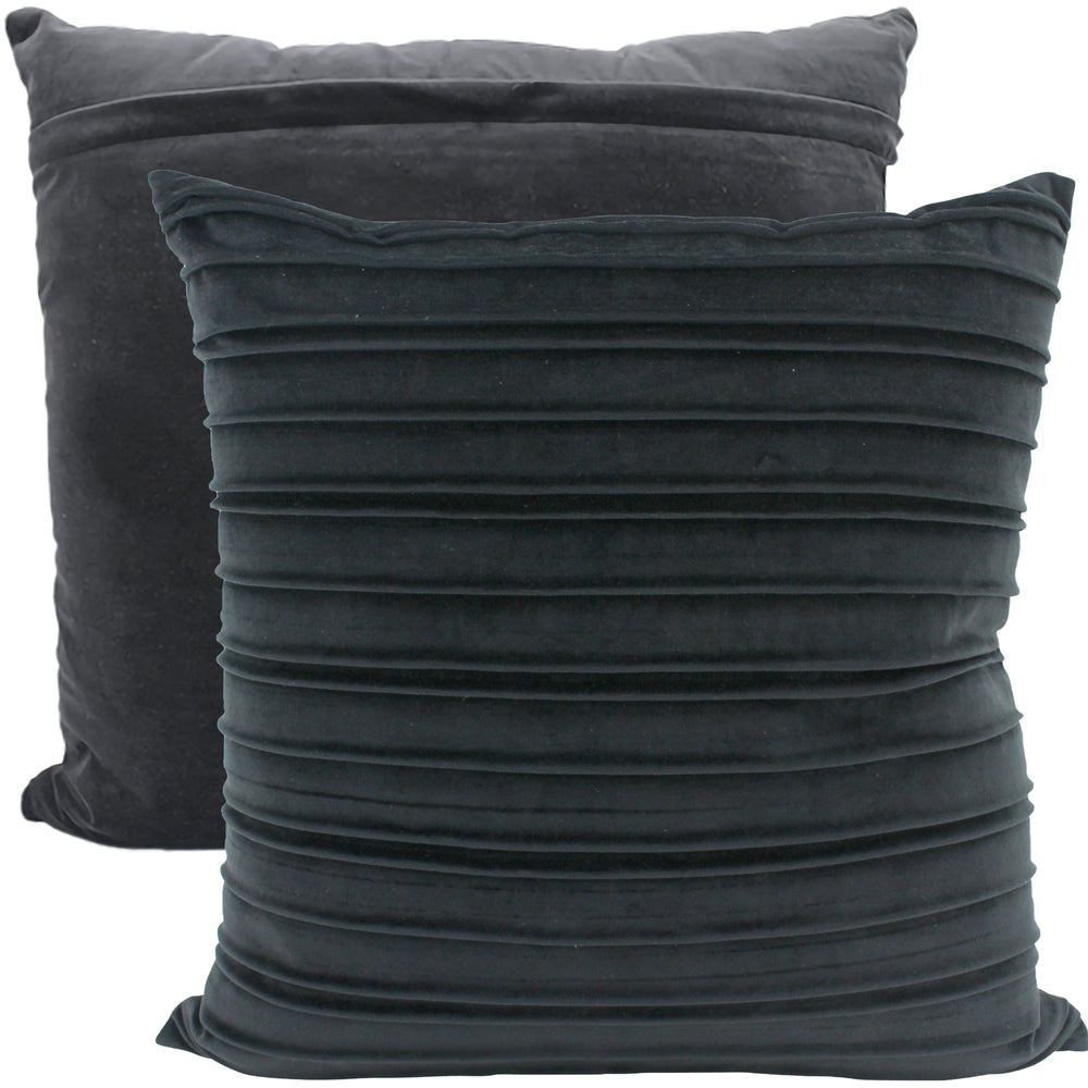 NF Living Velvet Pleated Cushion - Black 50x50cm