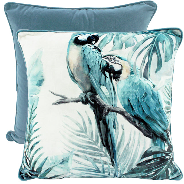 NF Living Velvet Cushion - Macaws 50x50cm