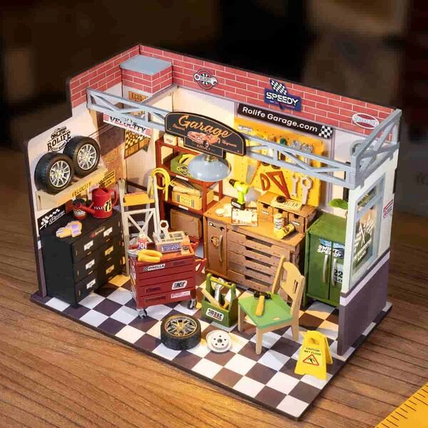 Rolife Wooden Model - DIY Miniature House Garage Workshop