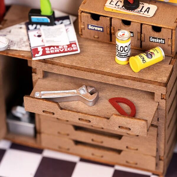 Rolife Wooden Model - DIY Miniature House Garage Workshop