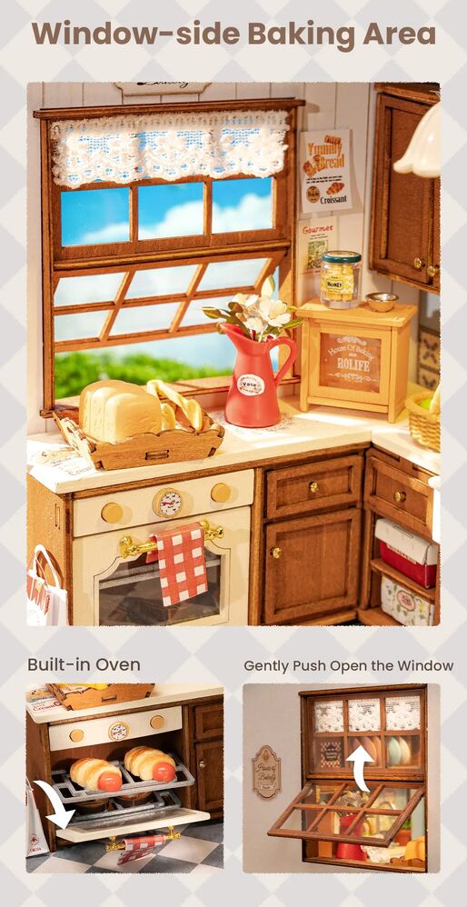 Rolife Wooden Model - DIY Miniature House Baking Kitchen