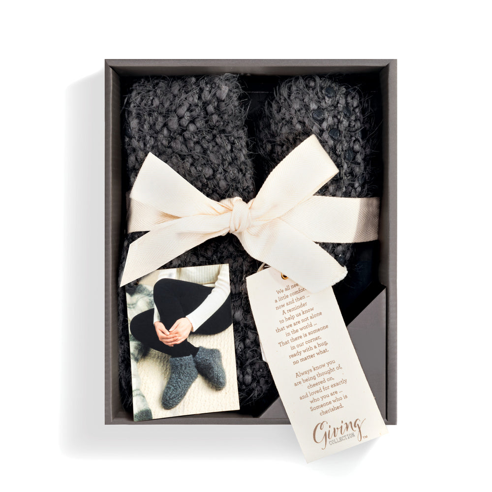 Demdaco Giving Slipper Booties - Charcoal