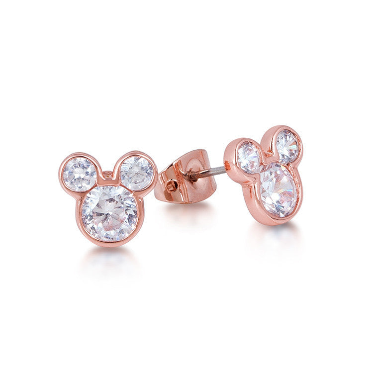 Couture Kingdom - Disney - Mickey Mouse Crystal Stud Earrings Rose Gold