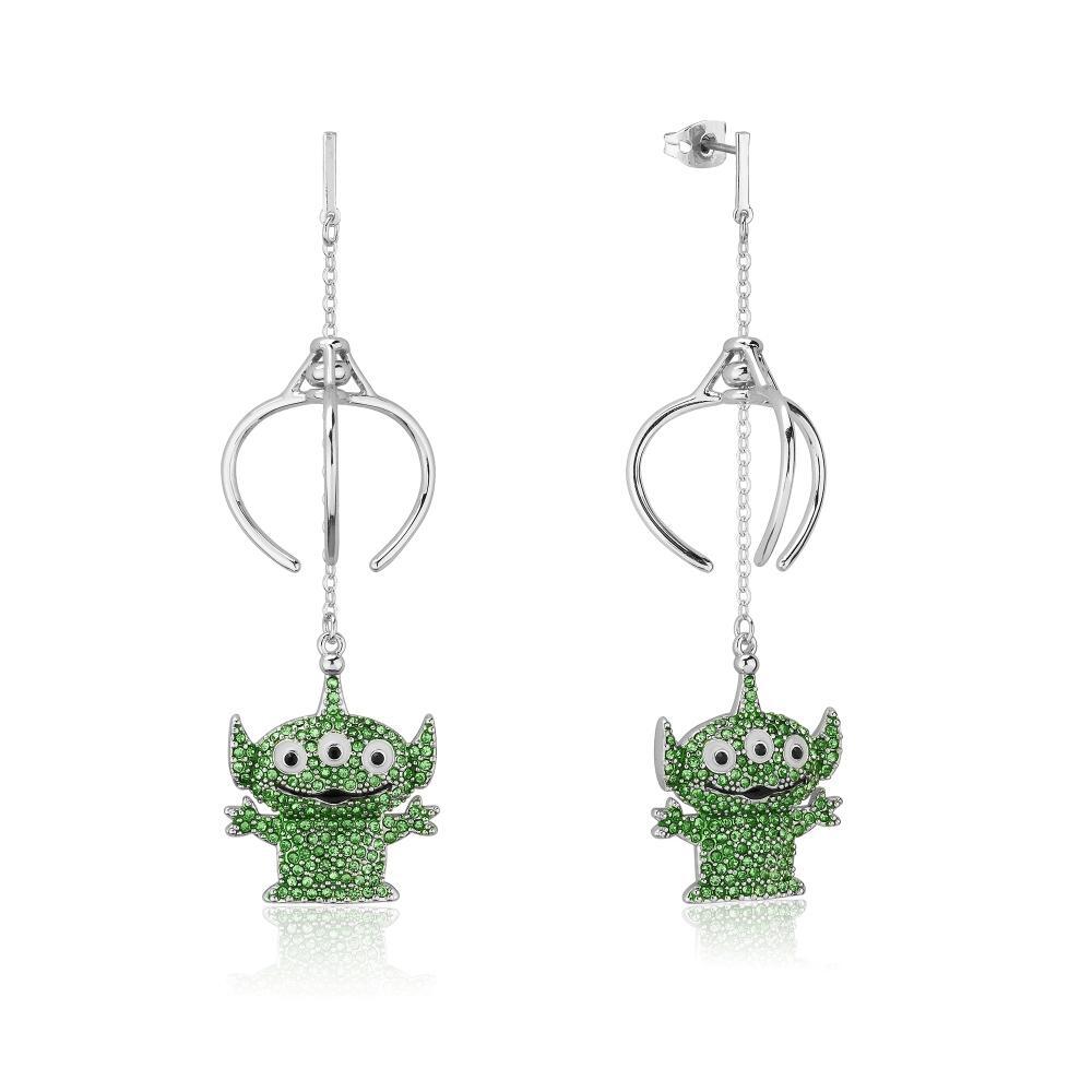Couture Kingdom - Disney - Toy Story - Alien Crystal Claw Drop Earrings White Gold