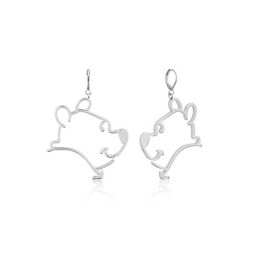 Couture Kingdom - Disney - Winnie the Pooh - Outline Drop Earrings White Gold