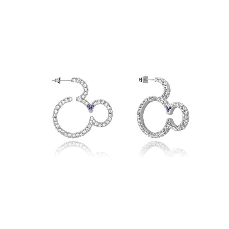 Couture Kingdom - Disney D100 - Mickey Mouse Crystal Hoop Earrings White Gold