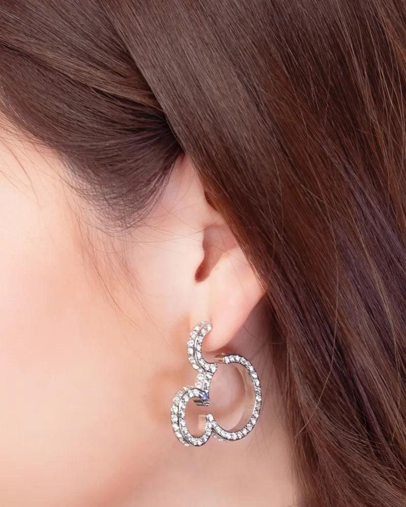 Couture Kingdom - Disney D100 - Mickey Mouse Crystal Hoop Earrings White Gold