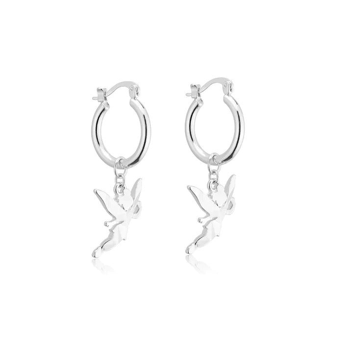 Couture Kingdom - Disney D100 - Tinker Bell Charm Hoop Earrings White Gold