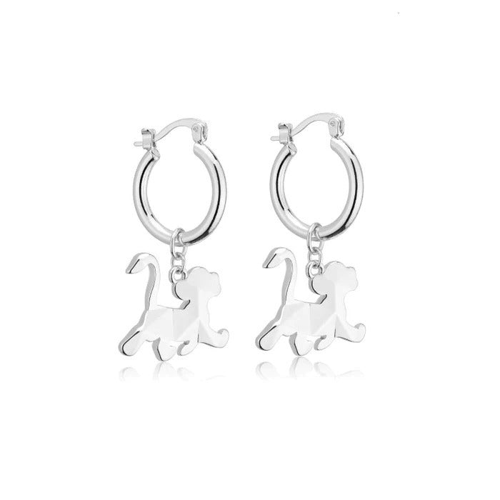 Couture Kingdom - Disney D100 - Simba Charm Hoop Earrings White Gold