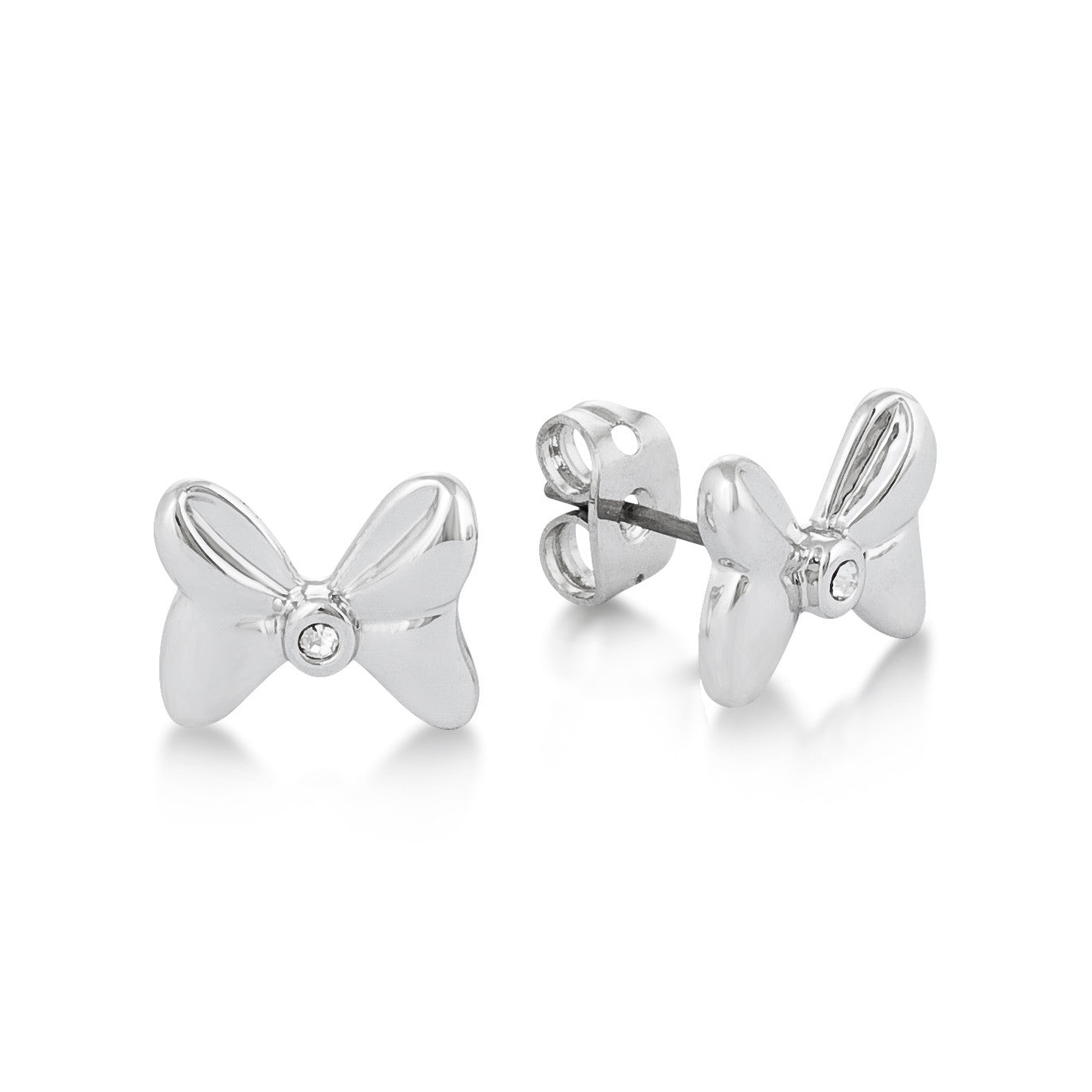 Couture Kingdom - Disney - Minnie Mouse Crystal Bow Stud Earrings White Gold