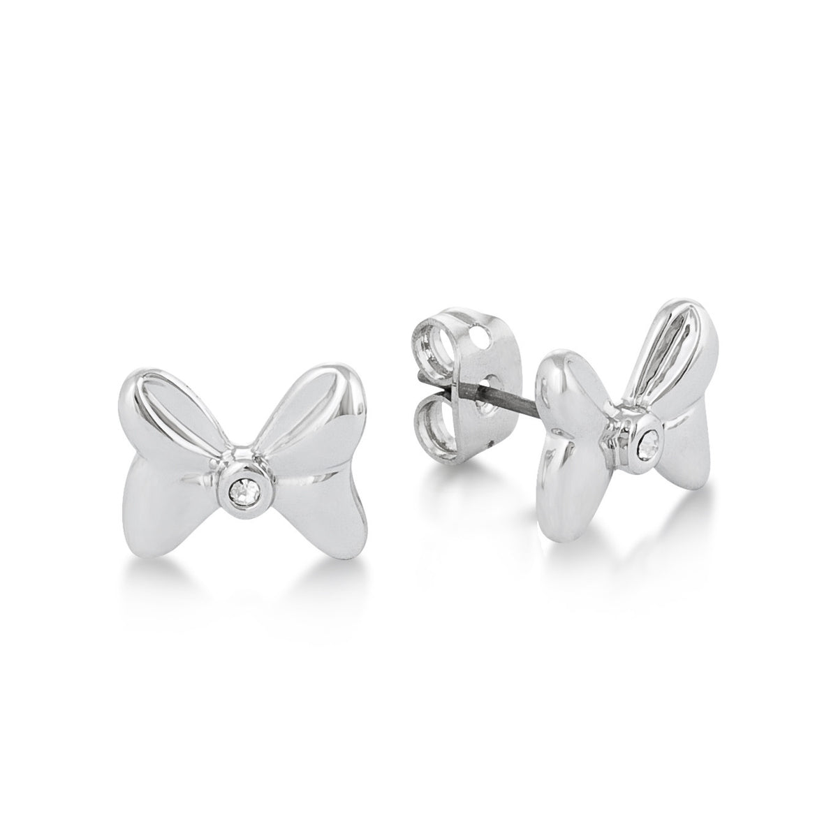 Couture Kingdom - Disney - Minnie Mouse Crystal Bow Stud Earrings White Gold