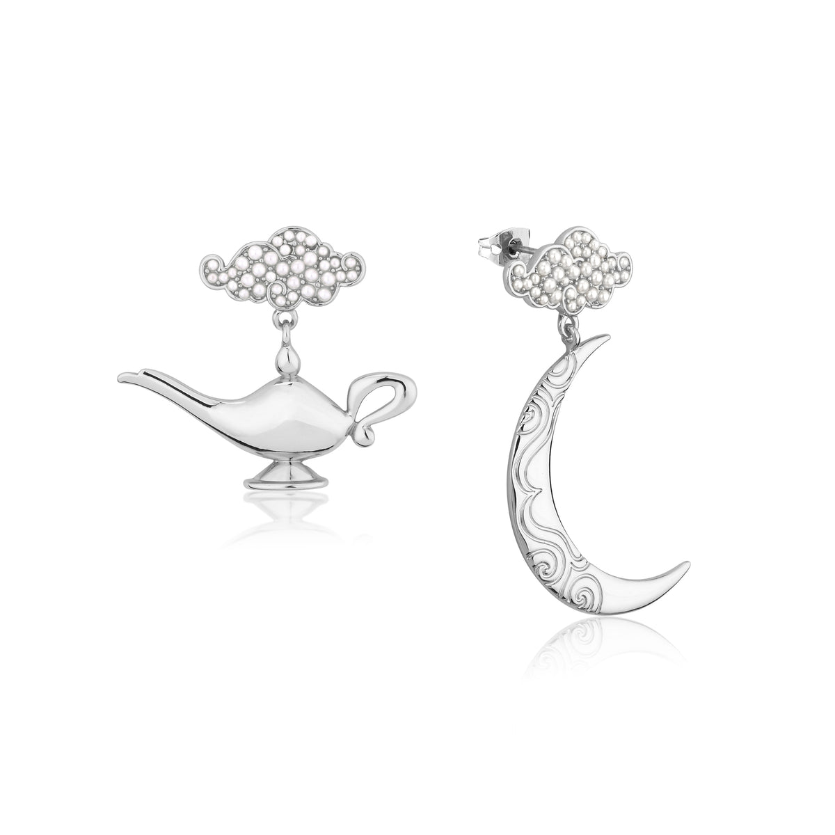 Couture Kingdom - Disney - Aladdin Genie Lamp in the Night Earrings White Gold