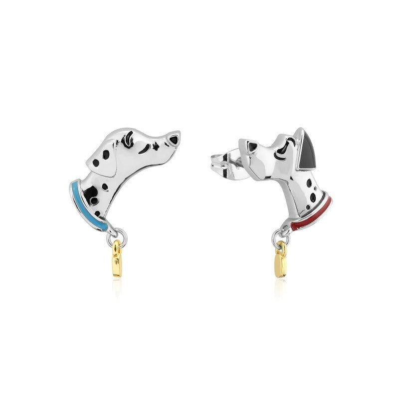 Disney Couture Kingdom - 101 Dalmatians - Pongo & Perdita Stud Earrings White Gold