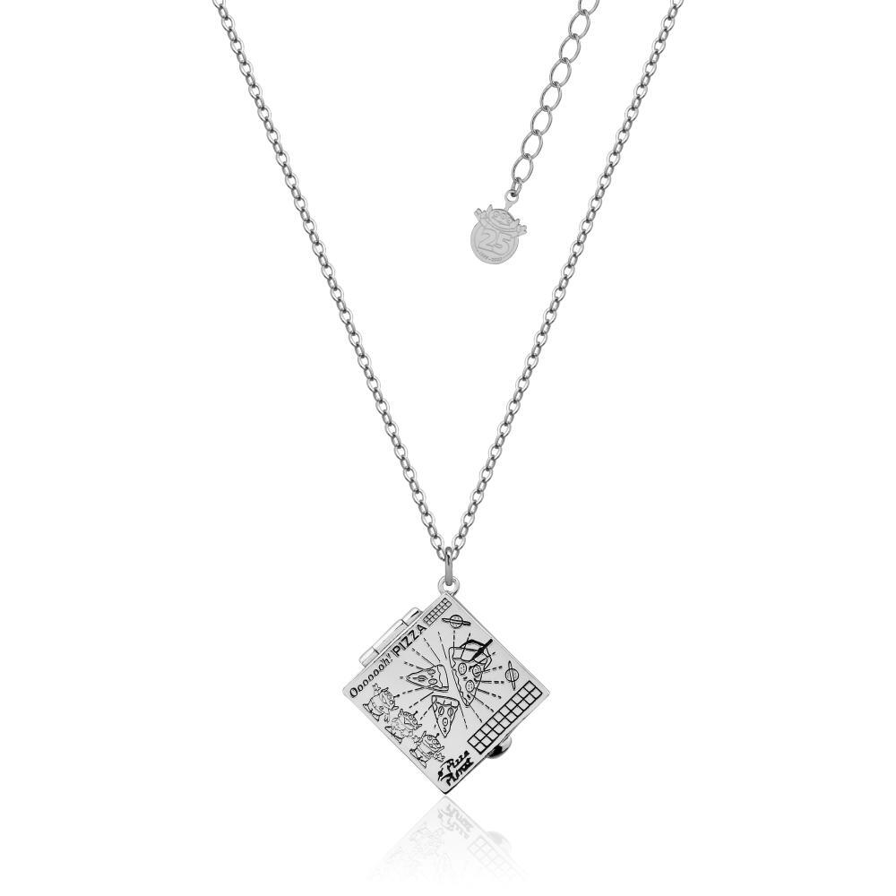 Couture Kingdom - Disney - Toy Story Pizza Planet Box Necklace White Gold